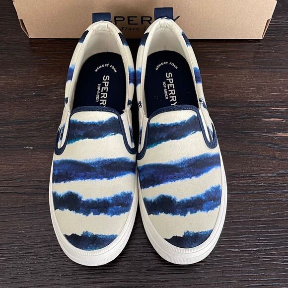 Sperry Crest Twin Gore Tie Dye Stripe Navy Slip-On Sneaker Women’s Size 6 New - Picture 2 of 7